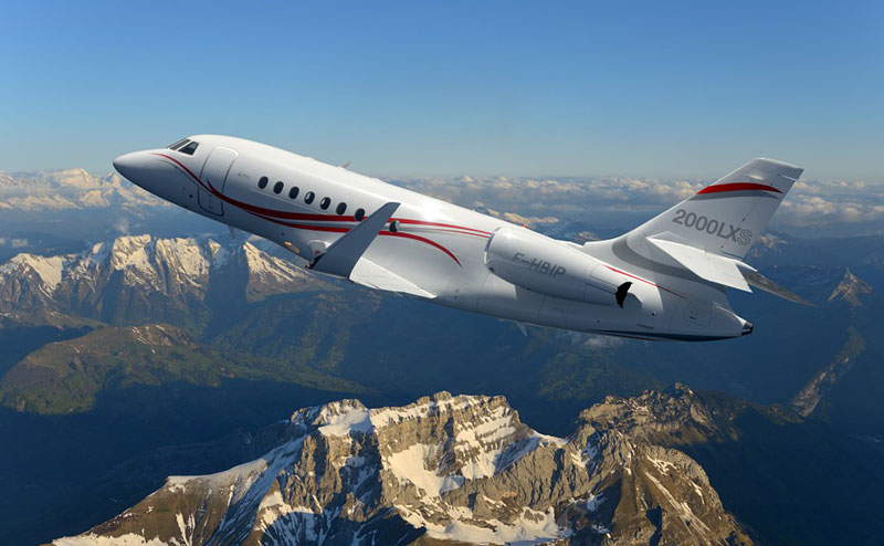 Falcon 2000LXS private jet charter'