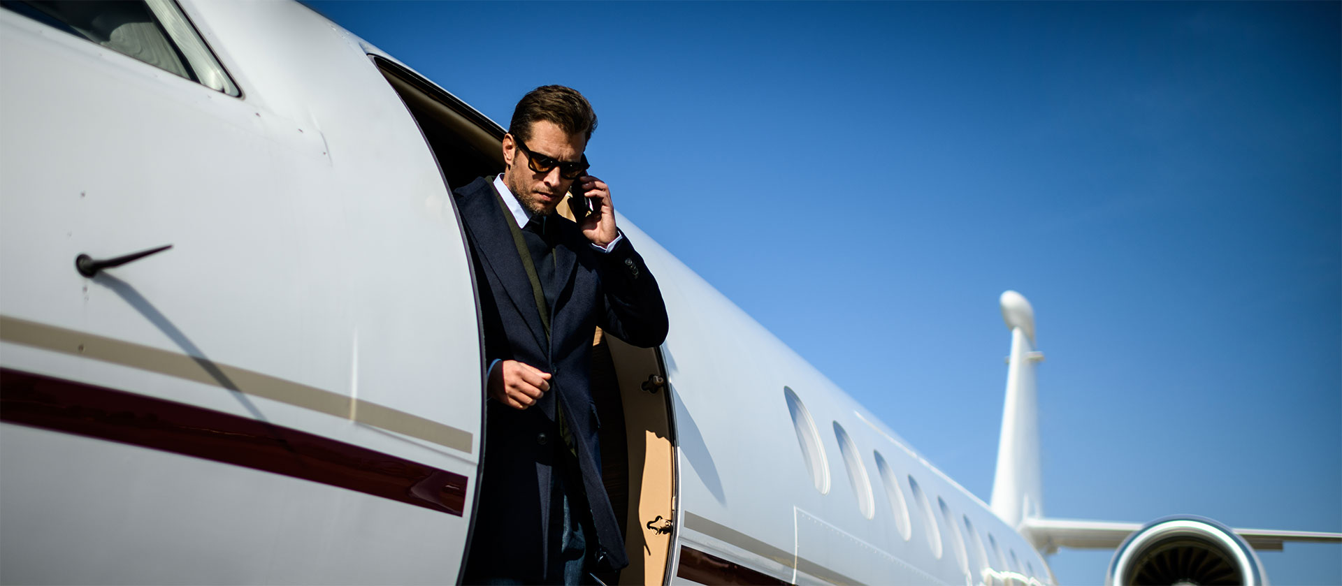 Private Jet Charter Safety - Business man